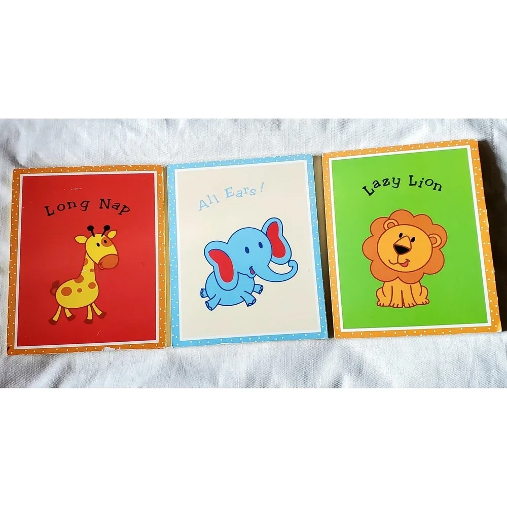 Set of 3 Nursery Wall Art Animal Plaques Giraffe Elephant Lion Kids Room‎ Decor